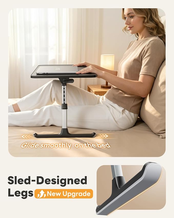 Laptop Desk for Bed, SAIJI Lap Desks Bed Trays for Eating Writing | 5 Heights, 4 Angles, Stable Folding Table for Bed Sofa Desk, Suitable for Laptops up to 17 Inches (60 x 33 cm Black)