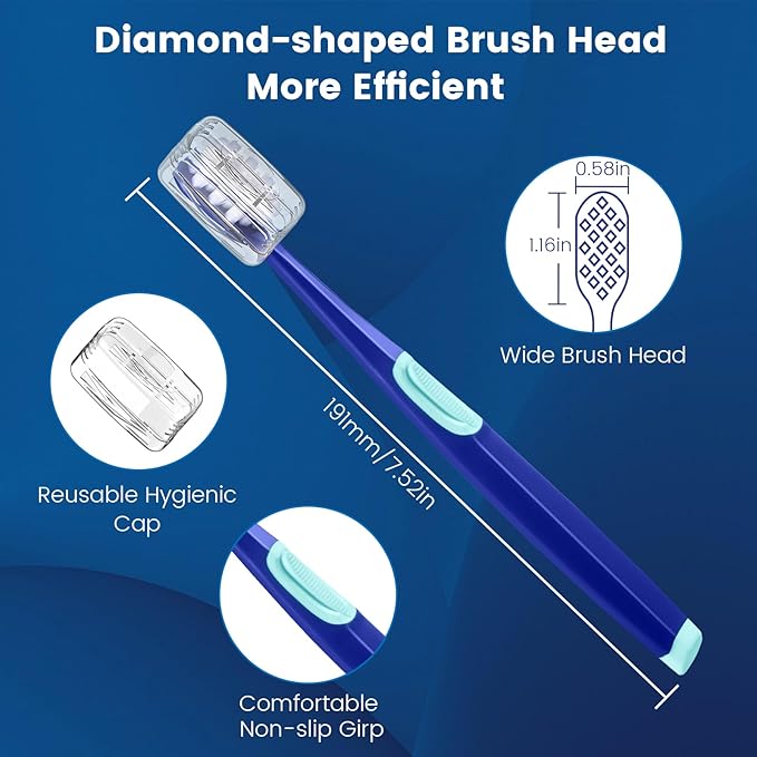 Extra Soft Toothbrushes for Adults, Ultra Soft Toothbrushes with Covers, 10000 Micro Nano Bristles, for Sensitive Teeth, Gum Recession and Elderly, Travel (Wide Head, 6 Count)