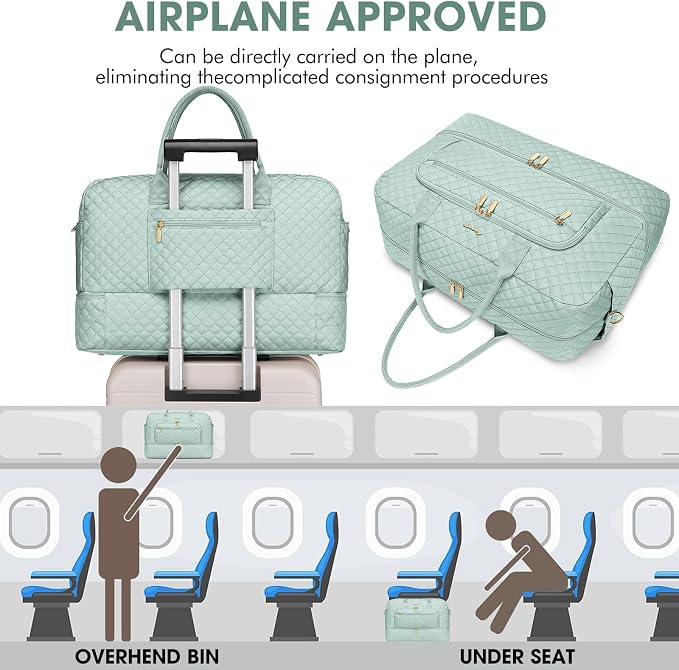 Large Women Travel Duffle Bag, Weekender Bags for Women with Shoe Compartment, Carry on Overnight Bag with Toiletry Bag, Gym Duffel Bag with Wet Pocket, Hospital Bags for Labor and Delivery 3 PCS Set