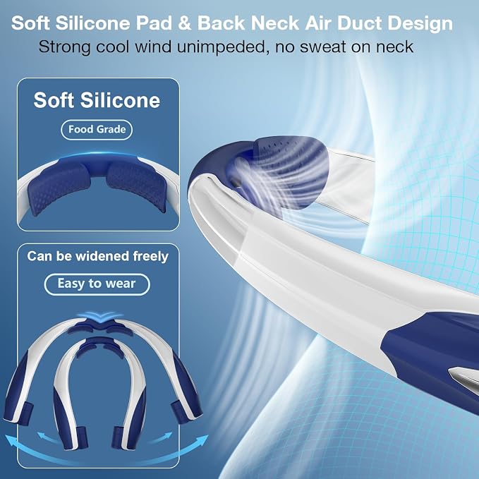 Hionly AI Neck Fan, 6 Speeds Adjustable Portable Personal Fan Rechargeable, 6000 mAh Battery Faster Cooling Wearable, Ultra Quiet for Home, Office, Travel, Outdoor
