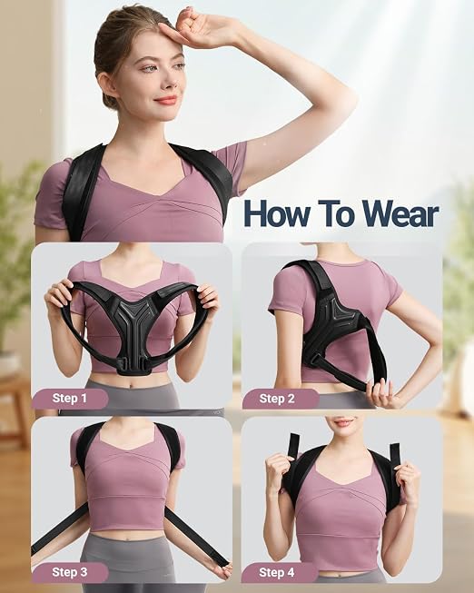 FOR OFFICE WOMEN: Y-Shaped Back Posture Corrector for Women Under Clothes, Adjustable Posture Brace for Commuting and Desk Work, Refine Your Professional Silhouette