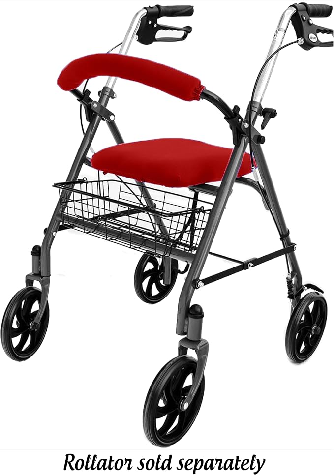 Top Glides Universal Rollator Walker Seat and Backrest Covers (Red)