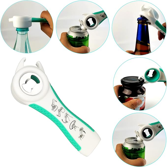 Otstar Latest Jar Opener Bottle Opener tool for Weak Hands,Seniors with Arthritis,Low Strength and Children, Multi Opener Set with Rubber Jar Gripper Pad and Corkscrew Wine Opener