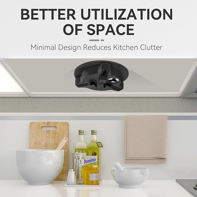 Jar Opener Bottle Opener for Seniors with Arthritis - Under Cabinet Jar Opener for Weak Hands, Rotary Lid Opener, Easy Twist-Off Lids for Jars & Bottles, Original Kitchen Gadgets (Black)