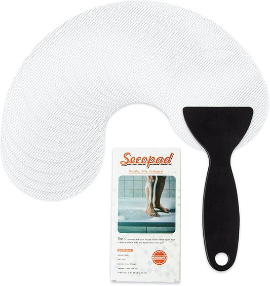 Bathtub Stickers Non-Slip, 12PCS Safety Shower Treads Adhesive Appliques with Premium Scraper (White)