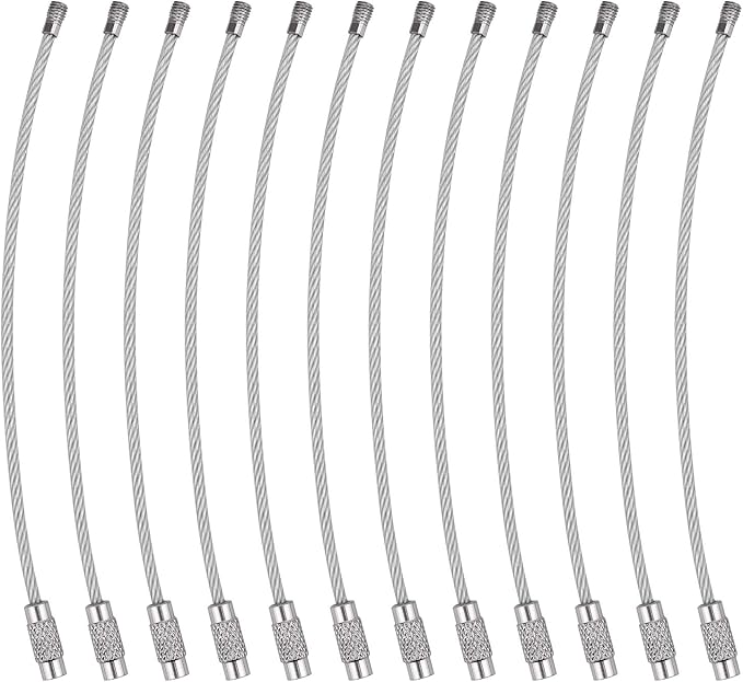 Wisdompro Wire Keychain Cable, 4.3/6.3 Inch Stainless Steel Wire Keyrings | Heavy Duty Wire Key Rings Metal Wire Cable Key Chain Loop for Luggage Tags, Keys, Crafts and ID Tags