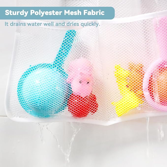 yuntop Shower Organizer, 23.6x13 inch Mesh Shower Caddy with 4 Metal Loop Hook, 6 Pockets Hanging Organizer to Hold Shampoo, Soap, Loofah (1 Pack)
