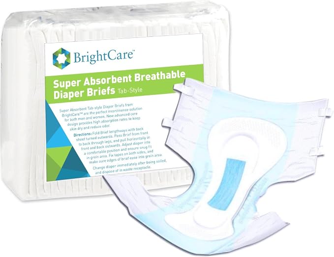 Disposable Diaper Briefs, Large (45-58 Inch), 18 Count | Supreme Breathable, Absorbent Tab Style, Unisex for Men and Women, For Incontinence