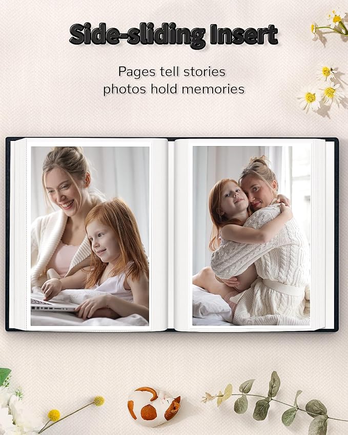 Artfeel Photo Album 4x6 with 100 Pockets,Slip-in Picture Albums,Linen Cover Memory Book with Front Window,White Page Vertical Photo Book for Wedding,Family,Anniversare,Baby,Vacation