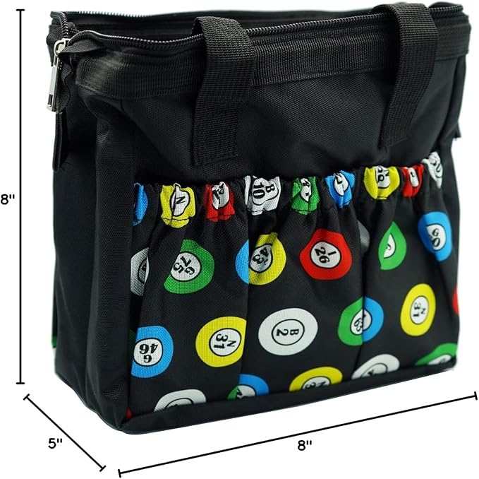 Yuanhe Bingo Dauber Bags with 6 Pockets Black Bingo Tote Bag