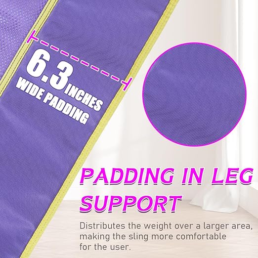 Full Body Patient Lift Sling for Bed, Shower, Chair Transfer- Ideal for Elderly, Senior, Disabled, Quick-Drying Mesh Fabric, Supports Up to 500lbs (Purple, Large)