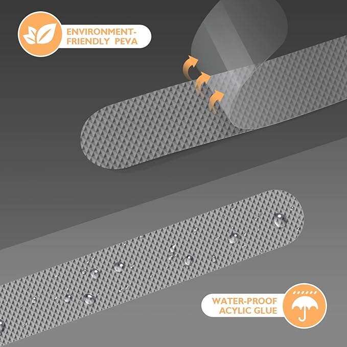 Non Slip Bathtub Stickers, 24 PCS Shower Stickers for Safety Bathroom Tubs, Bathtub Non Slip Stickers and Adhesive Decals Scraper for Bath Tub, Shower Floor, Stairs, Ladders(Clear)