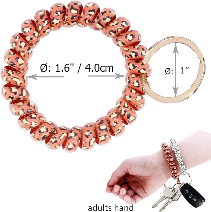 BIHRTC Stretchable Wristband Wristlet Keychain Elastic Coil Spring Spiral Key Chain for Gym Pool Sauna Outdoor Activities