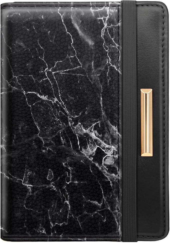 Coco Rossi Passport Holder for Travel Women Slim RFID Passport Cover Wallet | Travel Essentials, Passport Book Holders, Passport Wallet Cover Case, PU Leather, Cute, Thin, Spliced Design, Black Marble