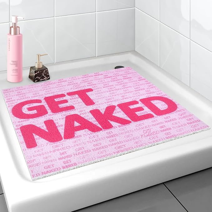 Shower Mat Non-Slip Square - 24x24 Inch Soft Comfortable Bath Mats with Drainage Holes - PVC Loofah Massage Bathmat for Shower, Tub, Bathroom, Wet Areas - Quick Drying & Easy Cleaning