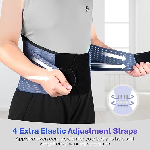 NEENCA Back Support Brace, Adjustable Lumbar Support for Pain Relief of Back/Lumbar/Waist, Waist Wrap with Spring Stabilizers for Injury, Herniated Disc,Sciatica, Scoliosis and more