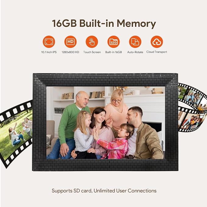 10.1 Inch WiFi Digital Picture Frame,Effortlessly Secure & Private Sharing,IPS Touch Screen, 16GB,Invite Family via Uhale App,Gift for Mother's Day, Parents, Grandparents