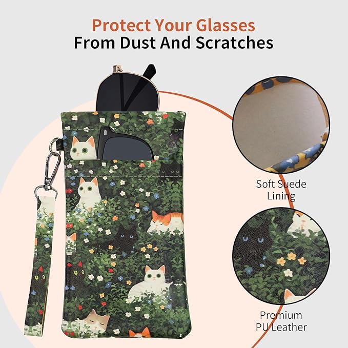 Double Eyeglass Case Soft Dual Glasses Case for Women Men Travel Squeeze Top Sunglasses Cases Eyeglasses Pouch