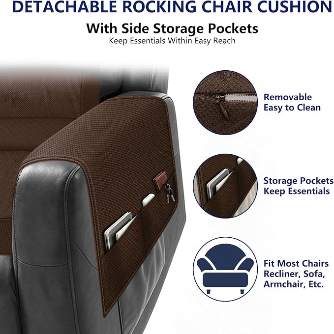 Chair Cushions for Elderly,20x16.5x4.5 Inch Rocking Chair Cushions Indoor,Memory Foam Recliner Cushions for Long Sitting, Sofas & Couches，Outdoor,Office Chair，wheelchair，Meditation and Floor Seating