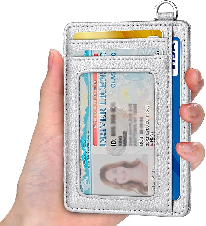 Slim Minimalist Front Pocket Wallet, RFID Blocking Credit Card Holder Wallet with Detachable D-Shackle for Men Women