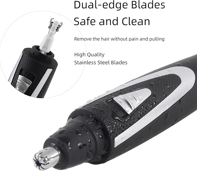Ear and Nose Hair Trimmer Clippers: 2026 Professional Painless Eyebrow & Facial Hair Trimmers Remover for Men Women, Battery Operated Nasal Clipper, Dual Edge Waterproof Blades for Easy Clean, Black