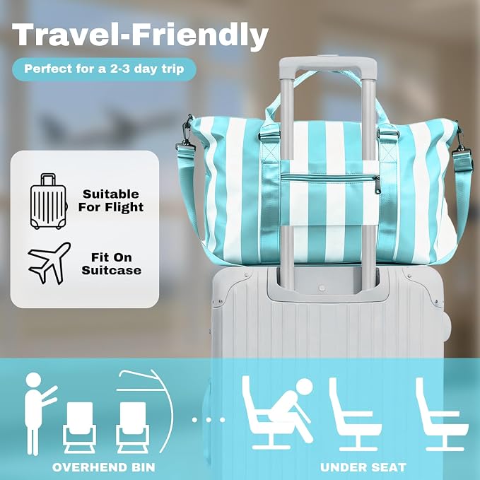 Travel Duffle Bag for Women, Carry On Weekender Tote with Trolley Sleeve | Waterproof overnight bag for gym, sports, hospital stays, labor and delivery; spacious carry-on design for short trips.