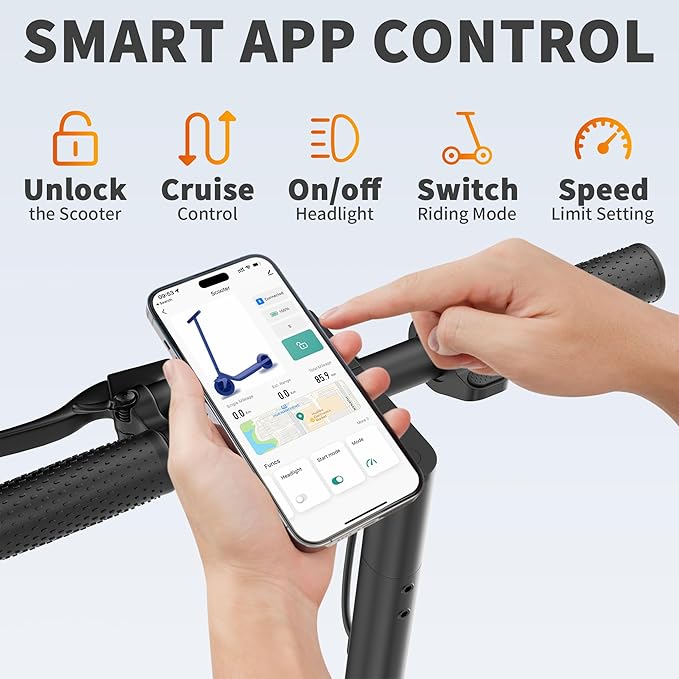 Electric Scooter for Adults, Folding E Scooter with 350W/500W Motor 16-24 Mph Top Speed, Max 15-60 Miles Long Range, 6.5''/8.5''/10''/14'' Solid Tires Commuting Scooters, Dual Brakes, APP