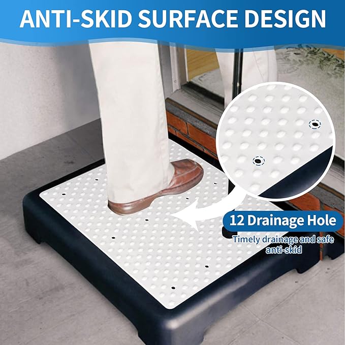 Step Stool for Adults Elderly, Sturdy Portable Half Stepping Stool Anti Slip Mobility Daily Aids Indoor/Outdoor Wide Safety Platform for Kitchen Bed Toilet Bathroom Cars,Middle Size White