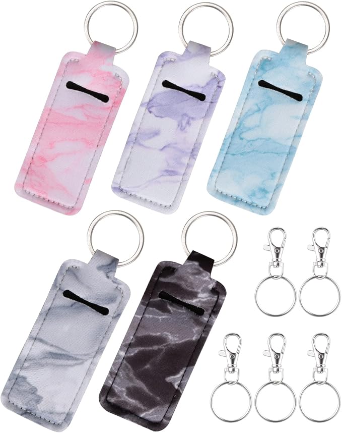 Meiiy Chapstick Holder Keychain Lip Balm Holder Lipstick Sleeve Pouch Lip Gloss Holder Stocking Stuffers Gift for Women