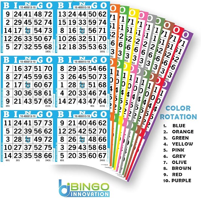 Bingo Books – 6 Faces, 10 Pages Each, 100 Disposable Game Books – Recyclable Dauber Sheets – Bulk Bingo Cards for Seniors & Adults (6on10up)