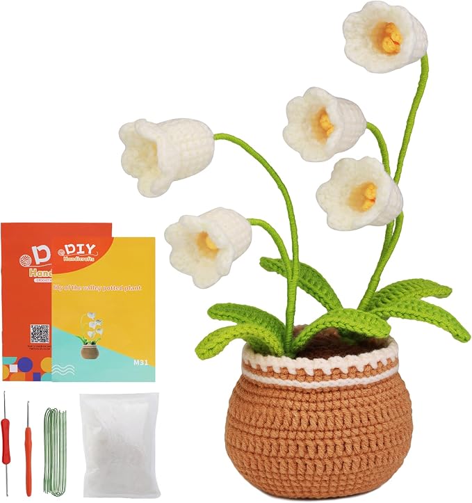kgxulr Crochet Kit, Bell Orchid Beginners Crochet Kit, Crochet Flowers Kit | Crochet Kit for Beginners Flowers, Beginner Crochet Kit for Adults, Birthday Party, Wedding, Mother's Day or Thanksgiving