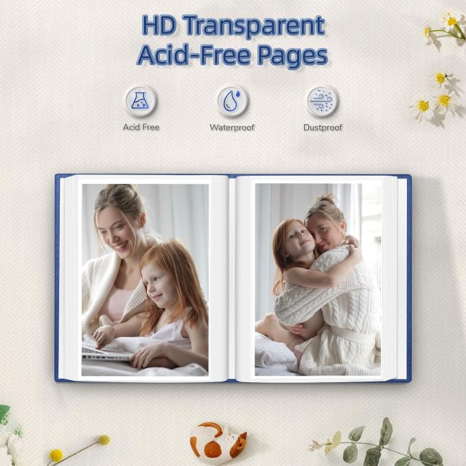 Popotop Photo Album 4x6-100 Photos Photo Books with 100 Vertical Pockets,Linen Cover Albums for Family Wedding Anniversary Baby Vacation Pictures