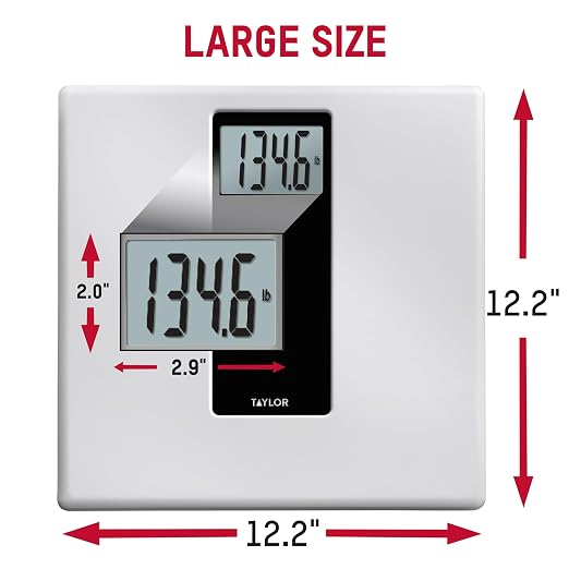 Taylor Digital Bathroom Scale for Body Weight, 400 lb Capacity, Large 12-Inch White and Black Tempered Glass Platform, Precise 0.2 lb Increments