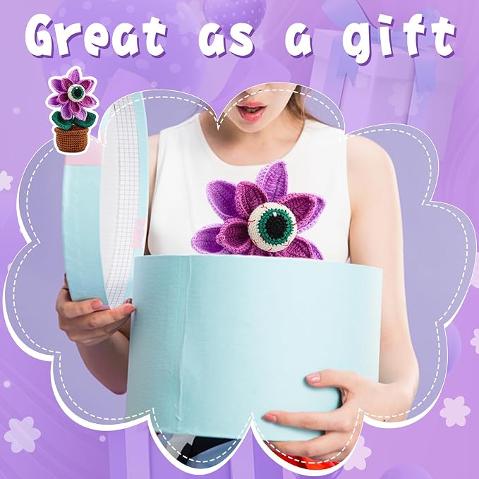 kgxulr Crochet Kit, Big-Eyed Beginner Crochet Kit for Adults, Knitting Kit | Crochet Kit for Beginners, Crochet Flower Kit, Beginner Crochet Kit for Adults with Step-by-Step Video Tutorials