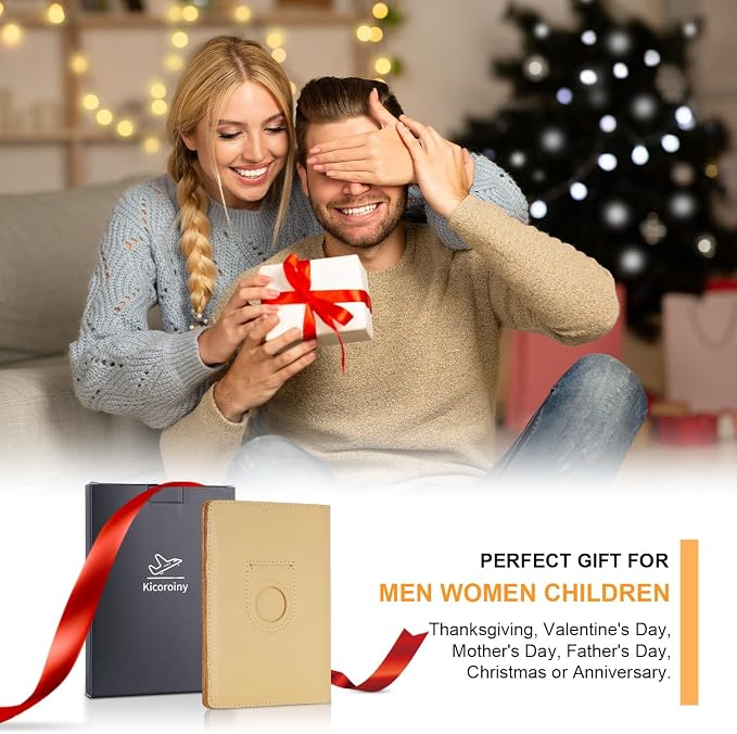 Full Grain Leather Passport Holder Cover for Men and Women Travel, Passport Wallet with AirTag Slot, Travel Must Haves Essentials Genuine Leather Passport Covers Gifts
