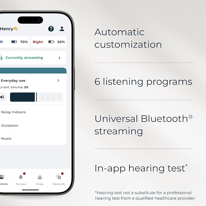 Lexie B3 OTC Hearing Aids Powered by Bose Sound Technology for Superior Speech Clarity - Rechargeable, Customizable, Universal Bluetooth Streaming - Receiver-in-Canal-Style Plus Lexie Expert Support