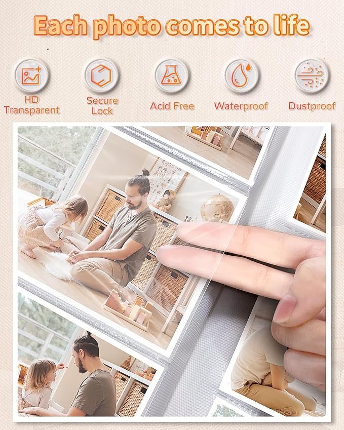 Artfeel Photo Album 4x6 with 100 Pockets,Slip-in Picture Albums,Linen Cover Memory Book with Front Window,White Page Vertical Photo Book for Wedding,Family,Anniversare,Baby,Vacation