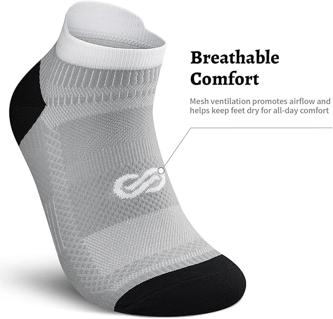 PAPLUS Ankle Compression Sock for Men and Women 2/4/6 Pairs, Low Cut Compression Running Sock with Ankle Support