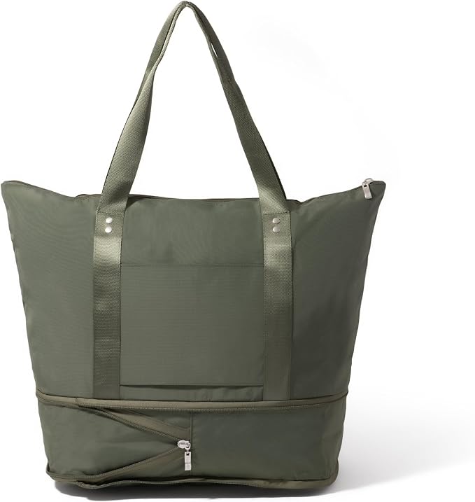 Baggallini Carryall Expandable Lightweight Travel Tote 22" Packable Folding Compact Nylon Washable Weekender w/Luggage Sleeve