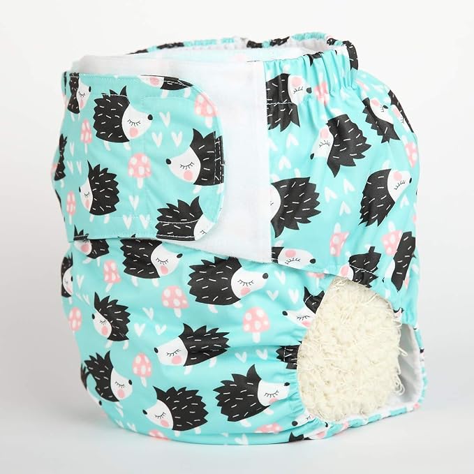 Teen Adult Cloth Diaper Reusable Washable Incontinence Hook and Loop (Hedgehog (Large 26in to 50in))
