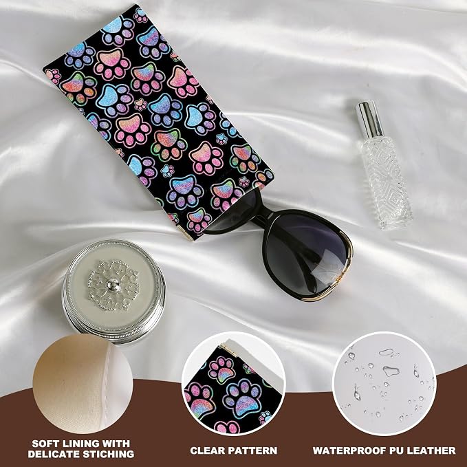 Anikathy 2Pcs Sunglass Eyeglass Glasses Case Soft PU Leather with Cleaning Cloth Cute Glasses Pouch Bag for Men Women Girs