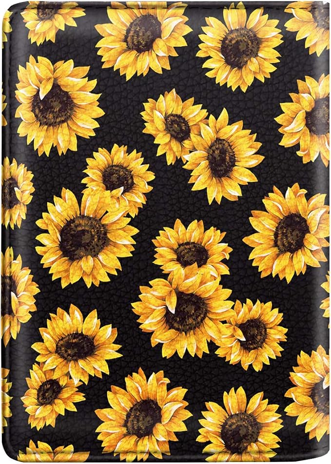 Coco Rossi Passport Holder for Travel Women Slim RFID Passport Cover Wallet | Travel Essentials, Passport Book Holders, Passport Wallet Cover Case, PU Leather, Cute, Thin, Spliced Design, Sunflower