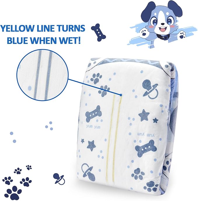 Littleforbig Adjustable Hook-and-Loop Fastener Closure Adult Printed Cloth Back Diaper 2 Pieces - Little Blue BabyFur (X-Large 48"-56")