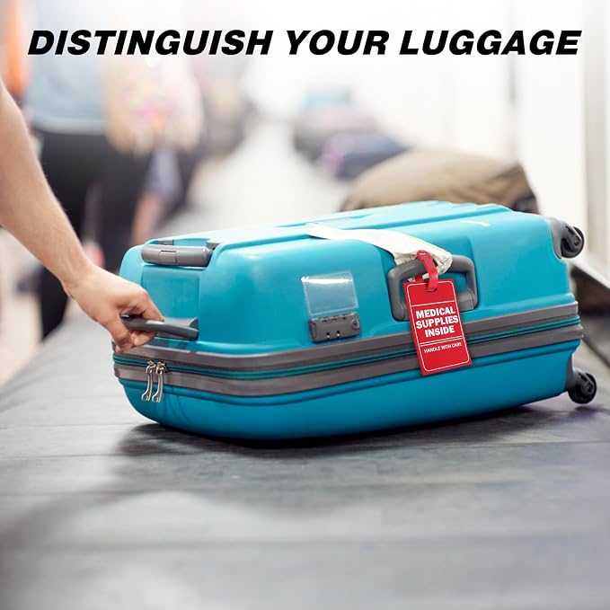MEDMAX 2 Pack Medical Supplies Inside Tag | Handle with Care for Luggage or Bags Containing Medical Devices, Easy to Spot