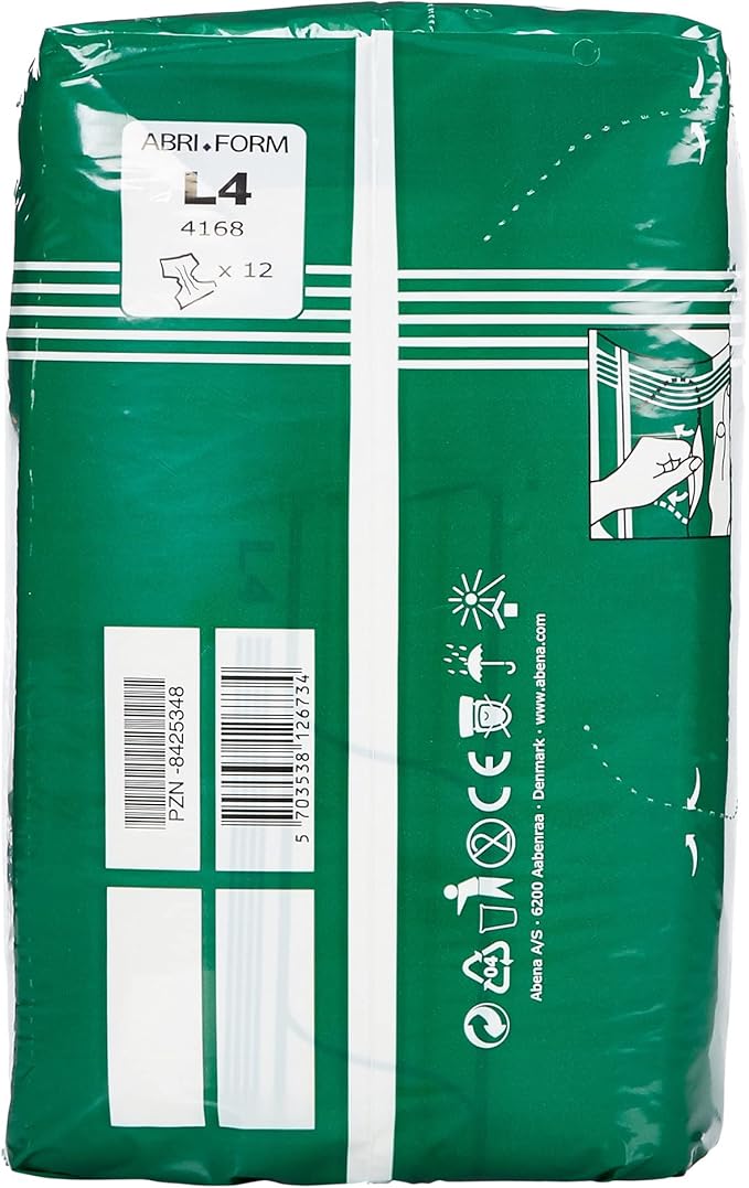 Abena Abri-Form Comfort Plastic-Backed Briefs, Level 4, (Medium to Large Sizes) Large, 24 Count