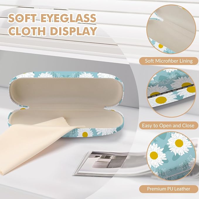 Glasses Case Hard Shell,Portable Protective Eyeglasses Case, Eyeglass Holder Box with Cleaning Cloth, for men women