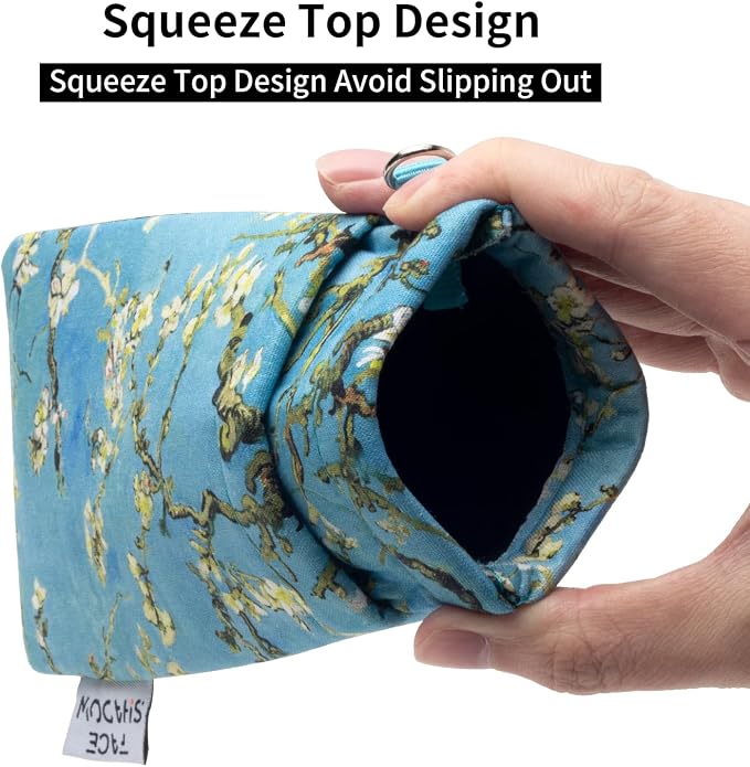 Face Shadow Double Glasses Case Soft Eyeglass Case For Women Men Squeeze Top Sunglasses Case With Cleaning Cloth