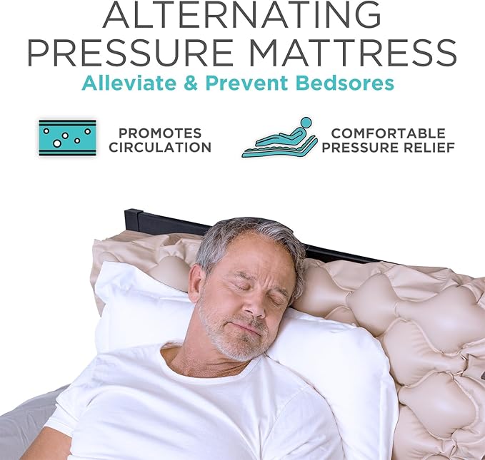 Vive Alternating Air Pressure Mattress Pad - The Original Bed Sore Prevention Solution - Hospital Topper for Bedridden Patients - Includes Waterproof, Breathable Ulcer Cushion & Whisper Quiet Pump