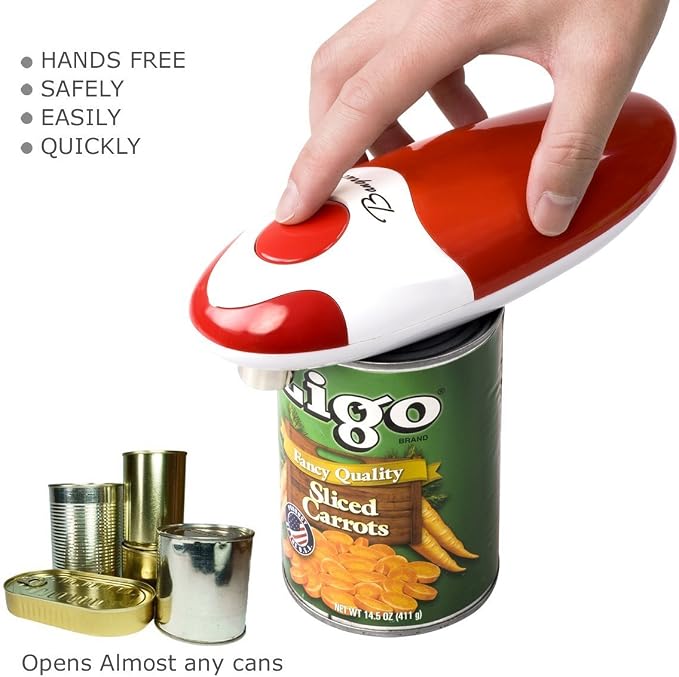 Kitchen Automatic Safety Cordless One Tin Touch Electric Can Opener&Bangrui Professional Electric Can Opener.One-touch switch .Smooth can edge.Being friendly to left-hander and arthritics! (Red)