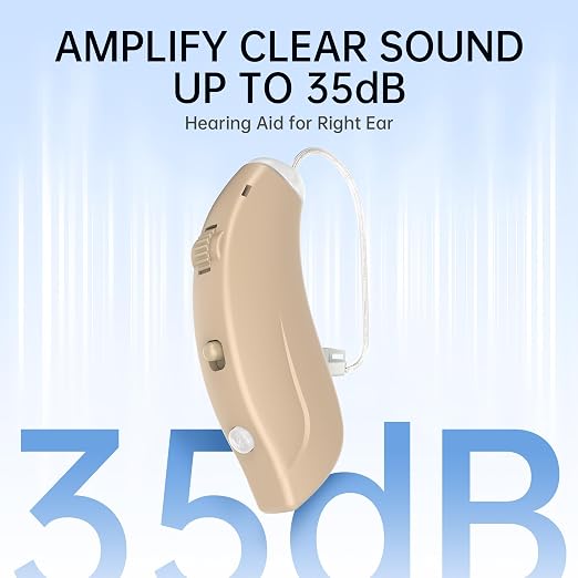 Hearing Aids for Seniors Rechargeable Hearing Aids Amplifiers with Bluetooth for Single Right Ear Hearing Loss Behind-The-Ear Ear Aid, Skin
